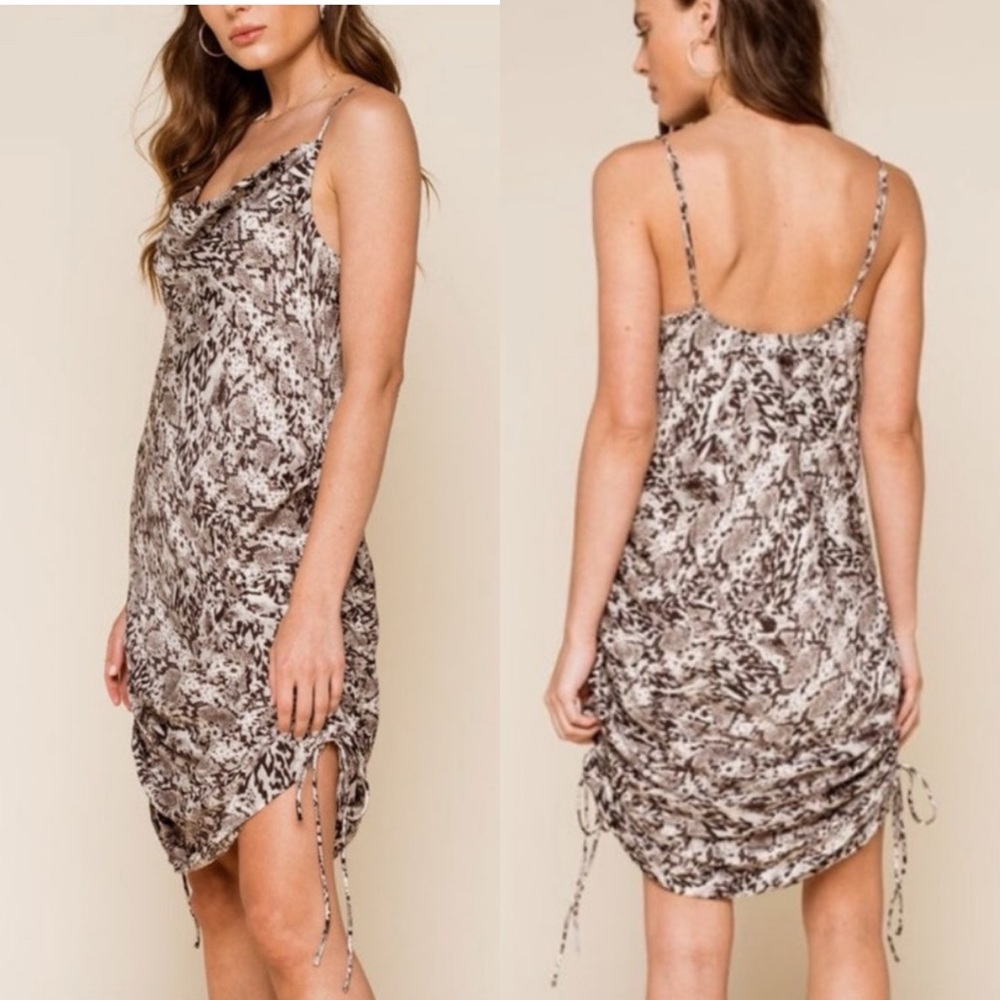 Free People Day to Night Printed Snakeskin Slip Dress